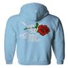0184. dope Streetwear Graphic Good Vibe Red Rose Flowers Bones Hand Shaka Sweatshirt Pullover Hoodie (Light Blue X-Large) view 3