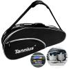 Tannius 3-5 Racket Tennis Bag, with Shoe & Phone Compartment and Protective Pad, Super Roomy and Lightweight Racquet Bag for Tennis, Badminton (Black) view 1