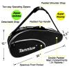 Tannius 3-5 Racket Tennis Bag, with Shoe & Phone Compartment and Protective Pad, Super Roomy and Lightweight Racquet Bag for Tennis, Badminton (Black) view 2