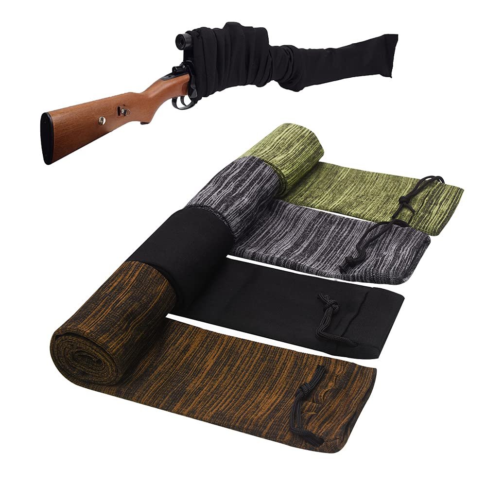 RUBY.Q Gun Socks, 4pcs Silicone Treated Gun Socks, 48 4in Knit Gun Socks, Flexible Design Knit Gun Hunting and Shooting Holder Socks for Rifles, Scopes, Pistol Grips & Tactical Accessories