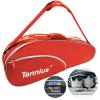 Tannius 3-5 Racket Tennis Bag, with Shoe & Phone Compartment and Protective Pad, Super Roomy and Lightweight Racquet Bag for Tennis, Badminton (Red) view 1