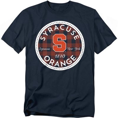 Syracuse University Official Plaid Badge Unisex Adult T-Shirt, Navy, X-Large