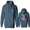 0184. dope Streetwear Graphic Good Vibe Red Rose Flowers Bones Hand Shaka Sweatshirt Pullover Hoodie (Indigo Blue, Small) view 1
