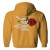 0184. dope Streetwear Graphic Good Vibe Red Rose Flowers Bones Hand Shaka Sweatshirt Pullover Hoodie (Gold X-Large) view 3