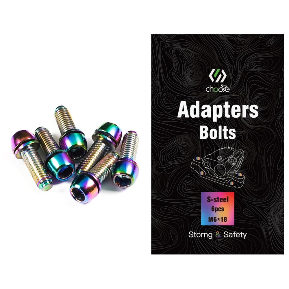CNC MTB Caliper Bolts,Bike disc Brake Caliper Bolts M6x18mm Steel AlloyRainbow
