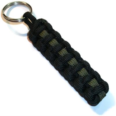 RedVex Thin Line Paracord Key Chain/Key Fob - Choose your colors - 3", 4", 6", and 8" Lengths (Qty-1) (Black with Green (OD) Line, 6-inch)