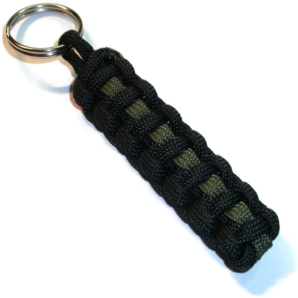 RedVex Thin Line Paracord Key Chain/Key Fob - Choose your colors - 3", 4", 6", and 8" Lengths (Qty-1) (Black with Green (OD) Line, 6-inch)