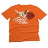 0184. dope Streetwear Graphic Good Vibe Red Rose Flowers Bones Hand Shaka for Men T Shirt (Orange 2X-Large) view 3