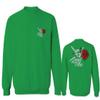 0184. dope Streetwear Graphic Good Vibe Red Rose Flowers Bones Hand Shaka Men's Crewneck Sweatshirt (Irish Green Small) view 1