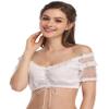 GloryStar Women's Bavarian Oktoberfest Costume Traditional Lace Off Shoulder Dirndl Blouse Beer Garden Crop Top S White view 2