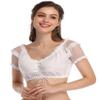 GloryStar Women's Bavarian Oktoberfest Costume Traditional Lace Off Shoulder Dirndl Blouse Beer Garden Crop Top S White view 3