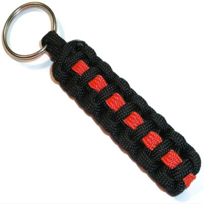 RedVex Thin Line Paracord Key Chain/Key Fob - Choose your colors - 3", 4", 6", and 8" Lengths (Qty-1) (Black with Orange Line, 8-inch)