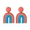 Colorful Rainbow Drop Earrings Stud Earrings Macaron Ceramic Clay U Shape Handmade Lovely Candy Colors Boho for Women Bohemian Jewelry(9 Colors)-1 view 1