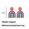 Colorful Rainbow Drop Earrings Stud Earrings Macaron Ceramic Clay U Shape Handmade Lovely Candy Colors Boho for Women Bohemian Jewelry(9 Colors)-1 view 2