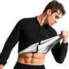 BVVU Sauna Suit for Men Sweat Sauna Jackets Workout Shirt Body Shaper Fitness Shapewear Long Sleeve Black view 1