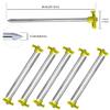 ABCCANOPY 8 Inch Tent Stakes 10 Pcs Non-Rust Metal Ground Anchors, Heavy Duty Spikes with 4 Ropes for Outdoor Camping, Yellow view 2