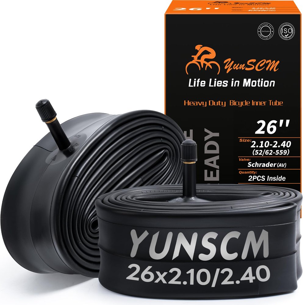 2-PCS 26" Heavy Duty Bike Tubes 26X2.10/2.40 AV32mm Schrader Valve (52/62-559) Bicycle Tubes Compatible with 26 X 2.10 26 X 2.125 26X2.20 26X2.25 26X2.30 26x2.35 26X2.40 Bike Bicycle Tire Tubes