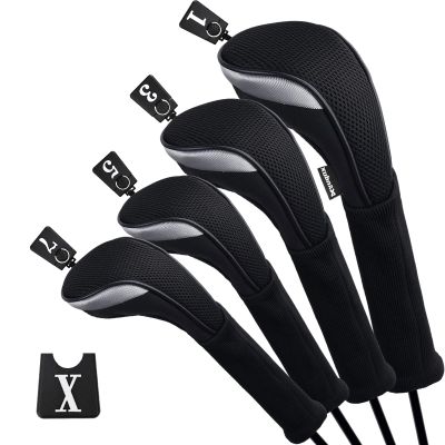 Andux Golf 460cc Driver Fairway Wood Club Head Covers Black Extra Long Neck 4pcs/Set