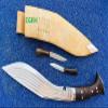 EGKH Kukri Supplier - 14" long blade 5 Chirra (5 fuller) Khukuri - dark Rosewood full tang handle & white colored natural leather sheath-handmade in Nepal view 2