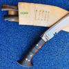 EGKH Kukri Supplier - 14" long blade 5 Chirra (5 fuller) Khukuri - dark Rosewood full tang handle & white colored natural leather sheath-handmade in Nepal view 3