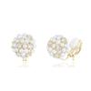 YOQUCOL Simulated Pearl Flower-Cluster Shape Golden Tone Small Clip On Stud Earrings Non Pierced Bridal-Elegant Jewelry for Women view 1