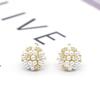 YOQUCOL Simulated Pearl Flower-Cluster Shape Golden Tone Small Clip On Stud Earrings Non Pierced Bridal-Elegant Jewelry for Women view 3