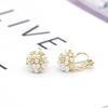 YOQUCOL Simulated Pearl Flower-Cluster Shape Golden Tone Small Clip On Stud Earrings Non Pierced Bridal-Elegant Jewelry for Women view 4