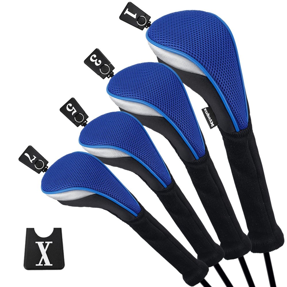 Andux Golf 460cc Driver Fairway Wood Club Head Covers Blue Extra Long Neck 4pcs/Set