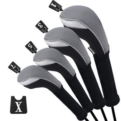 Andux Golf 460cc Driver Fairway Wood Club Head Covers Gray Extra Long Neck 4pcs/Set