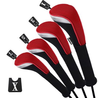 Andux Golf 460cc Driver Fairway Wood Club Head Covers Red Extra Long Neck 4pcs/Set