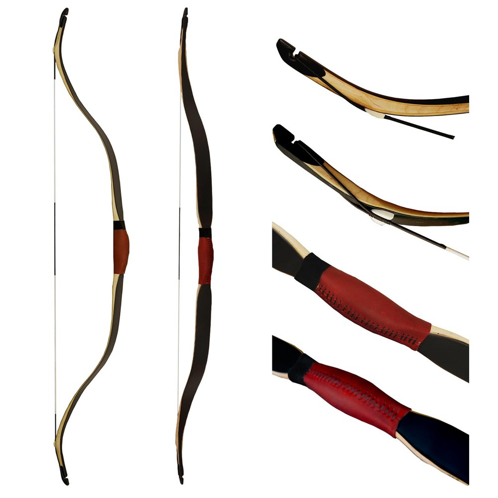 AF Archery Turkish Recurve Bow, 50" High-Performance Traditional Laminated Hunting Horse Bow for Adults Youth Beginners Enthusiasts and Hunting (Black Turkish, 35LBS)