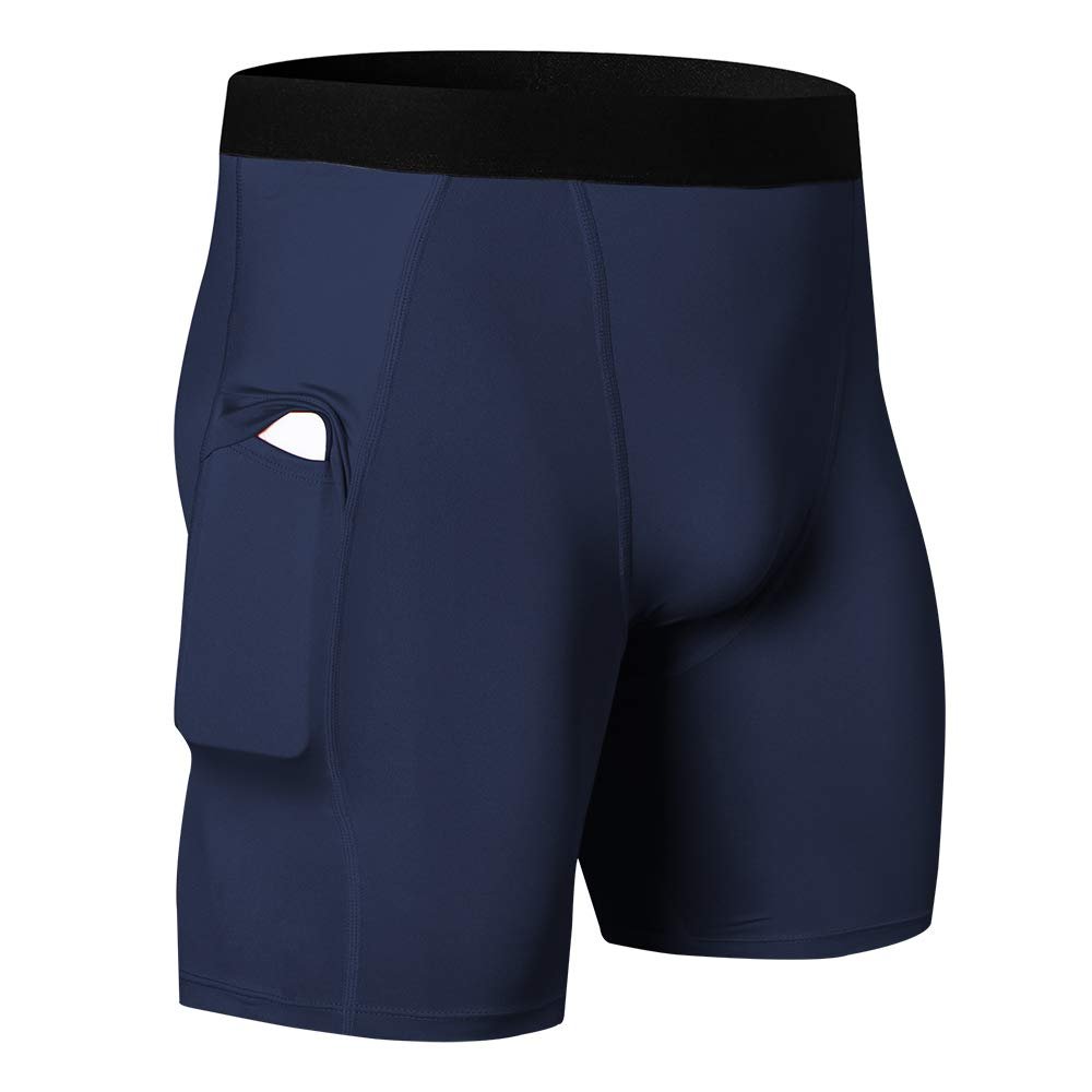 WRAGCFM Compression Shorts Underwear Men,Mens Athletic Compression Shorts Running Workout Spandex Underwear Cool Dry Active Baselayer (NavyXXL)