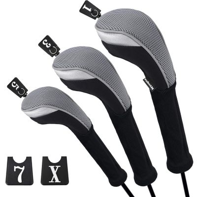 Andux Golf 460cc Driver Fairway Wood Club Head Covers Gray Extra Long Neck 3pcs/Set