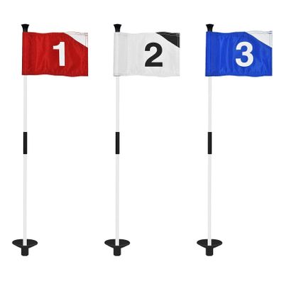 KINGTOP Golf Flagstick Mini, Putting Green Flag for Yard, 3 Feet Flagpole 2-Section Design, Golf Pin Flags Set, Numbered# 1-3