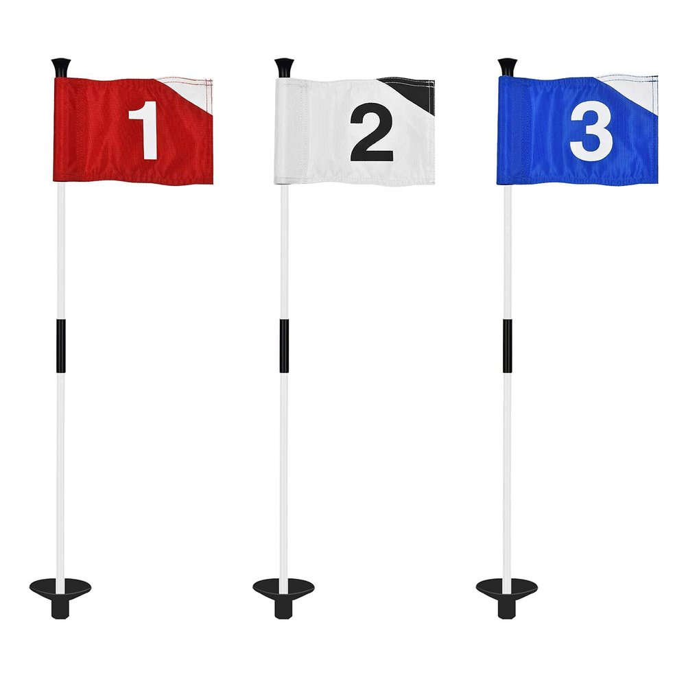 KINGTOP Golf Flagstick Mini, Putting Green Flag for Yard, 3 Feet Flagpole 2-Section Design, Golf Pin Flags Set, Numbered# 1-3