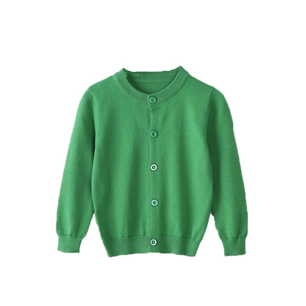 Yiqinyuan Spring Girls Cardigan Sweaters Children School Uniform Knitted Sweater Toddler Little Girls Long Sleeve Clothes Green 4T