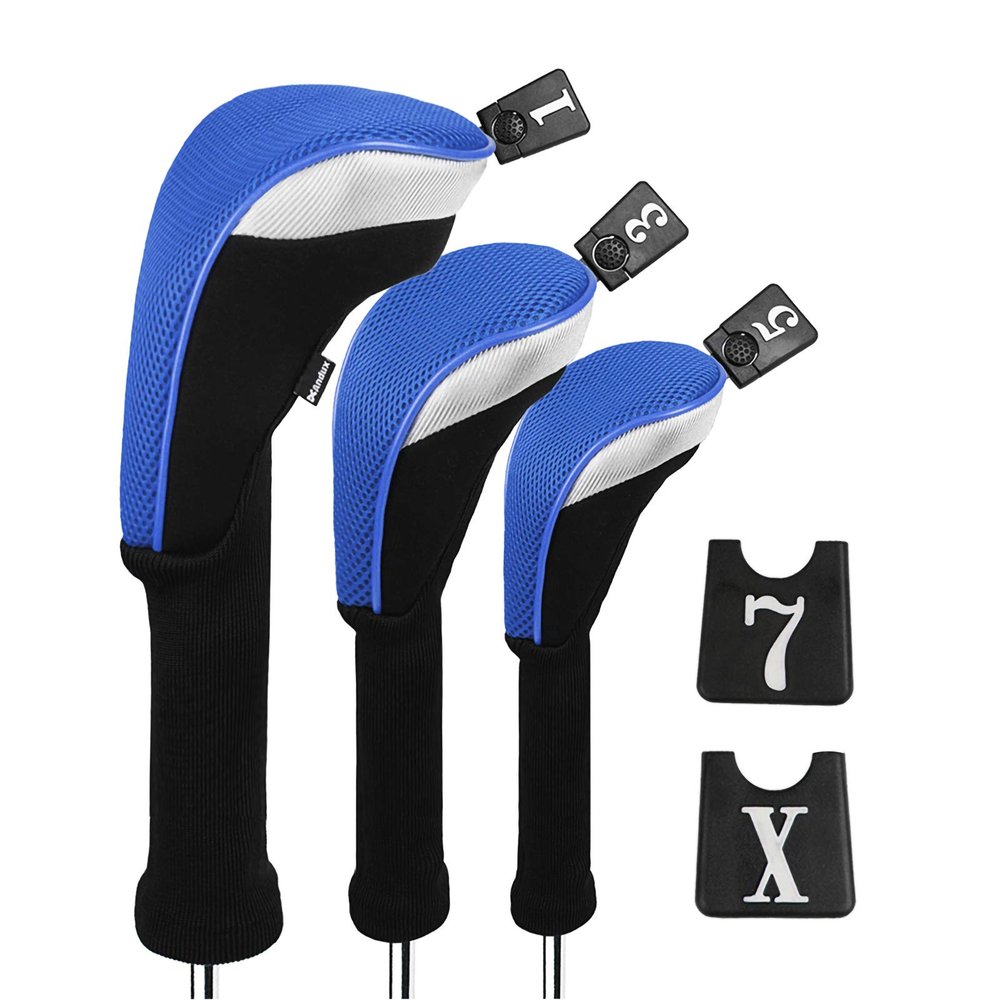 Andux Golf 460cc Driver Fairway Wood Club Head Covers Blue Extra Long Neck 3pcs/Set