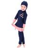 Baby Toddler Modest Mu Swimsuit for Girls Kids Islamic Burkini Full Cover Hijab Top Pants Swim Costume Bathing Suit Summer Clothes Set Blue 2-3T view 3