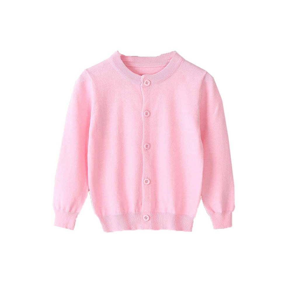 Yiqinyuan Spring Girls Cardigan Sweaters Children School Uniform Knitted Sweater Toddler Little Girls Long Sleeve Clothes Pink 4T