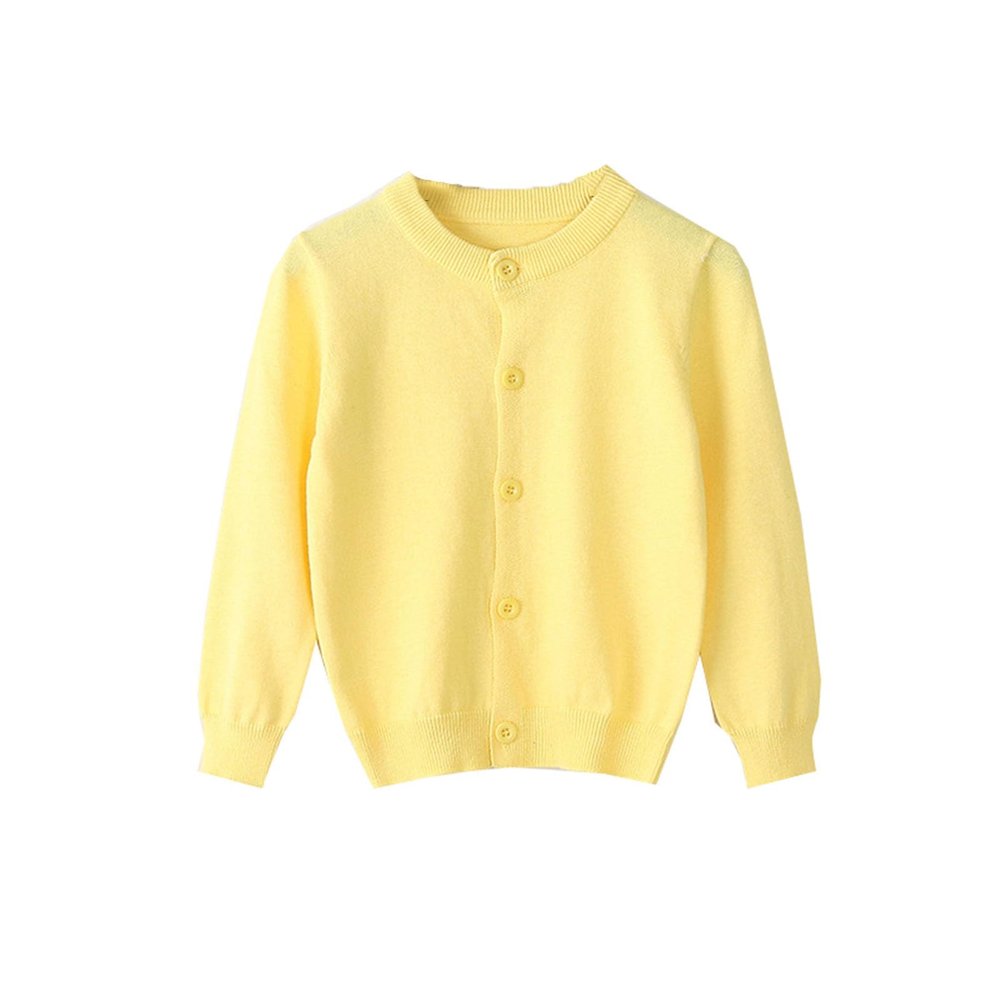 Yiqinyuan Spring Girls Cardigan Sweaters Children School Uniform Knitted Sweater Toddler Little Girls Long Sleeve Clothes Lemon yelloe 3T