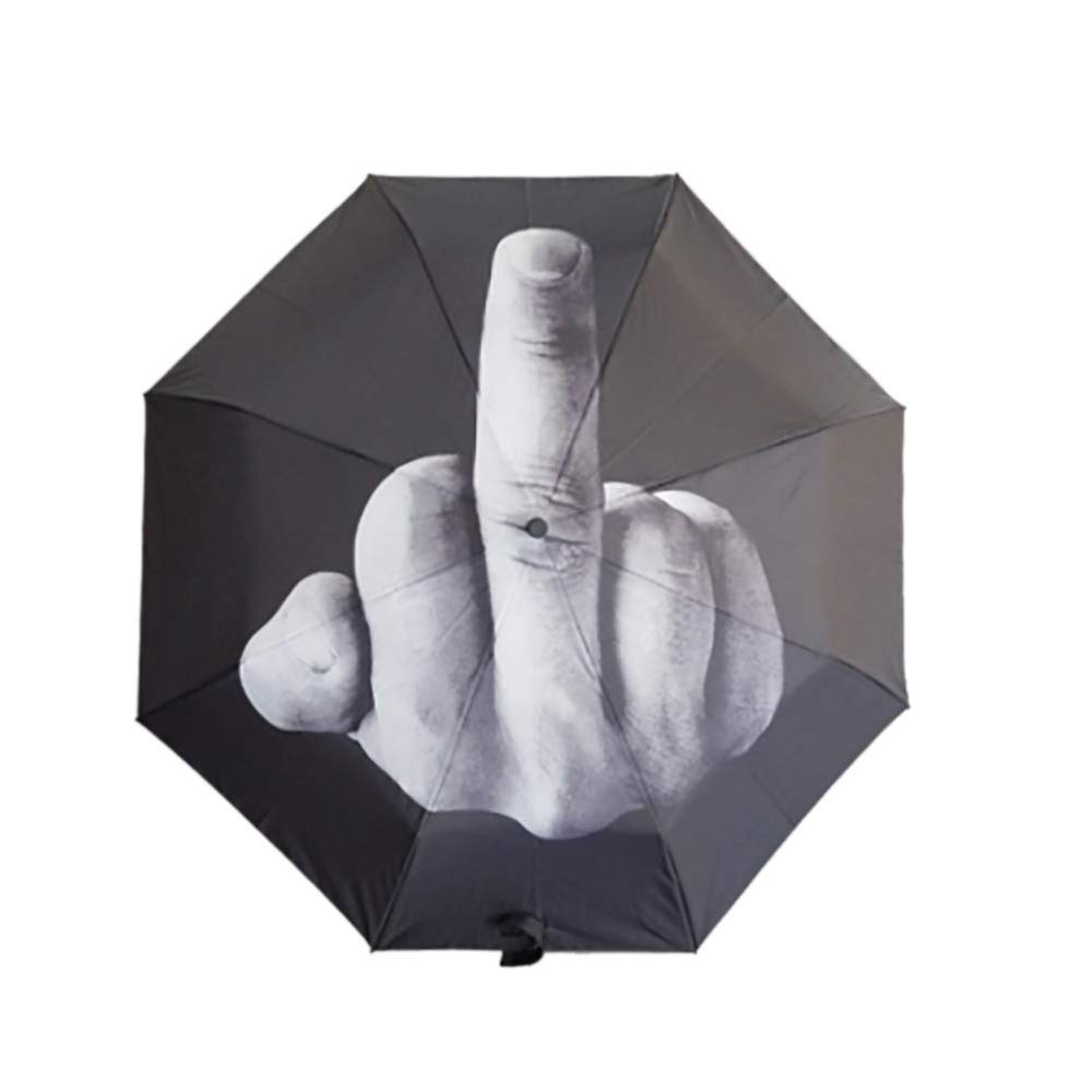 3 Folding Middle Finger Umbrella - Travel Rain Umbrella - Golf Umbrella - Windproof Umbrella Funny Gift for Women Men Black