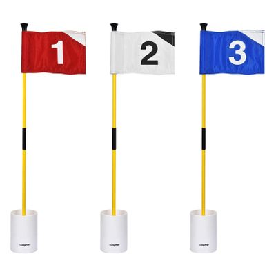 KINGTOP Golf Flagstick Mini, Putting Green Flag for Yard, 3 Feet Flagpole 2-Section Design, Golf Pin Flags Hole Cup Set, 6" Putting Cup, Numbered# 1-3