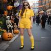 Century Star Yellow Knee High Socks - Long Thin Athletic Socks for Women with Three White Stripes view 2