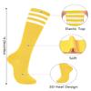Century Star Yellow Knee High Socks - Long Thin Athletic Socks for Women with Three White Stripes view 3