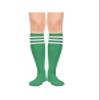 Green Knee High Socks Accessories - Long Thin Athletic Socks for Women with Three White Stripes view 2