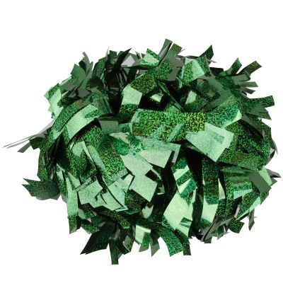 Cheerleading Pom Poms Metalic Holographic Cheerleader with Baton Handle 6 inch 1 Pair 2 Pieces (Kelly Green)