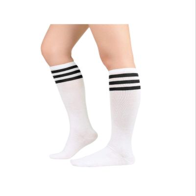 Century Star Knee High Striped Socks for Women - Long Thin Tube Sports Thigh High Socks Tall Stockings 1 Pack White Black