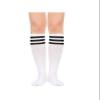 Century Star Knee High Striped Socks for Women - Long Thin Tube Sports Thigh High Socks Tall Stockings 1 Pack White Black view 2
