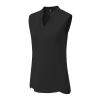 BASUDAM Women's Sleeveless Golf Polo Shirts V-Neck Collarless Tennis Running T-Shirts Quick Dry Black XL view 1