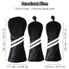 HELLO NRC 3 Pieces Golf Club Covers, Golf Headcover Set, Head Covers for Woods and Driver, 3 Wood Cover Black, 460cc PU Waterproof and Dustproof Leather with Rotating Number Tags for Most Golf Clubs view 2